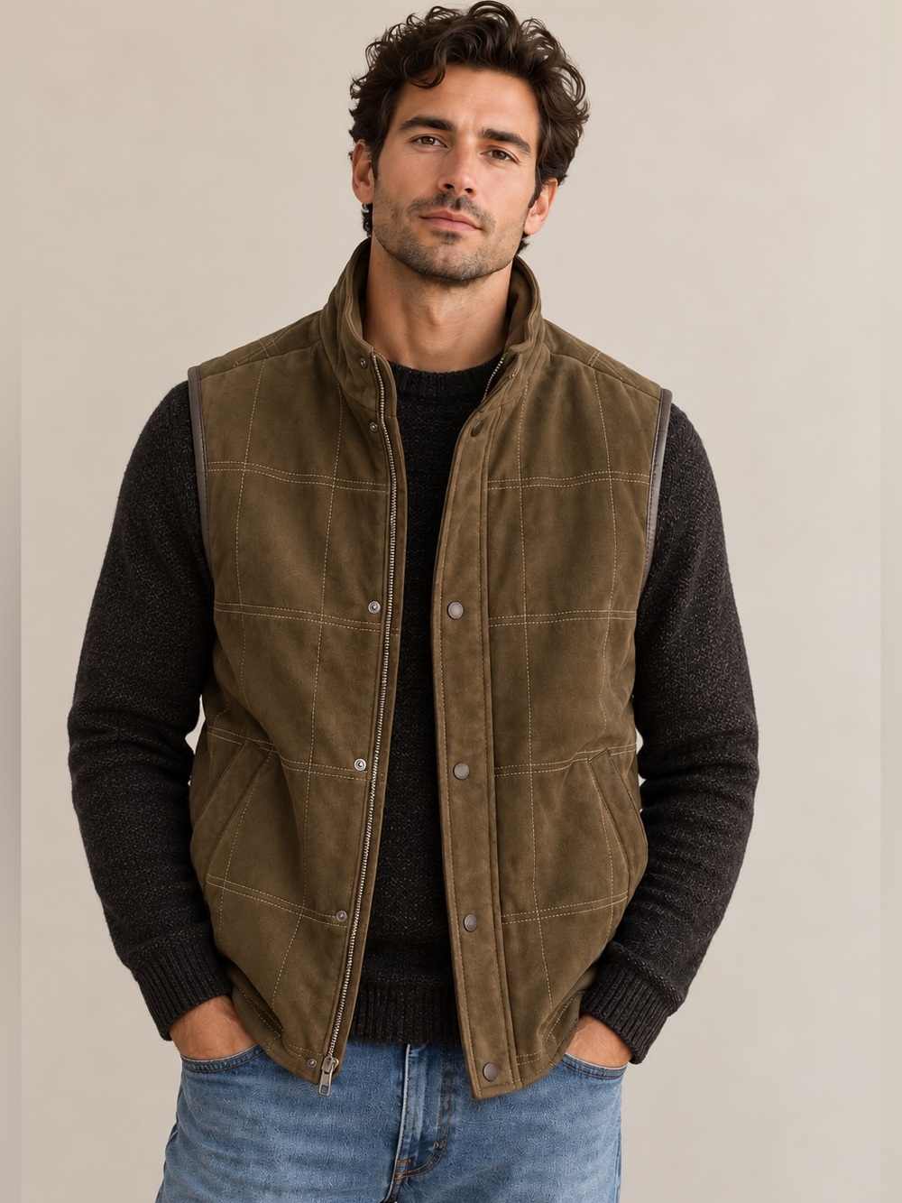Peter Millar Genuine Leather Brown Vest Men’s XL